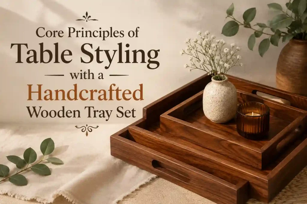 Handcrafted Wooden Tray Set 