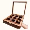 Handcrafted Wooden Spice Box with Glass Lid | 9-Compartment Premium Masala Box