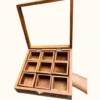 Handcrafted Wooden Spice Box with Glass Lid | 9-Compartment Premium Masala Box