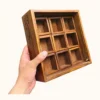 Handcrafted Wooden Spice Box with Glass Lid | 9-Compartment Premium Masala Box