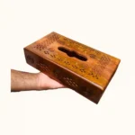 Handcrafted Carved Wooden Tissue Box