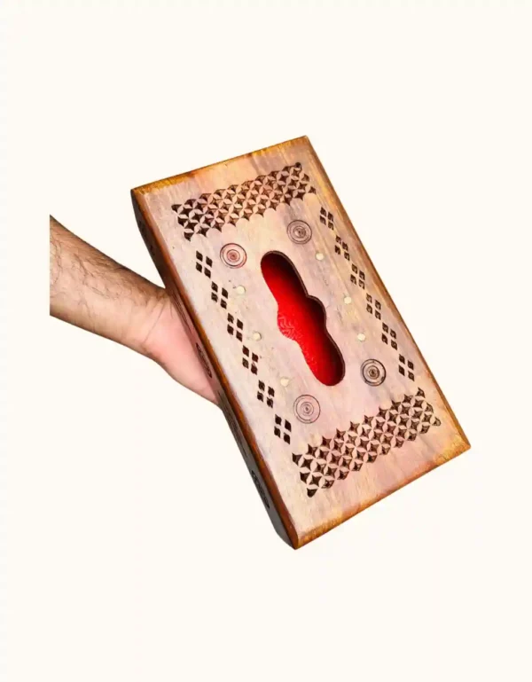 Handcrafted Carved Wooden Tissue Box